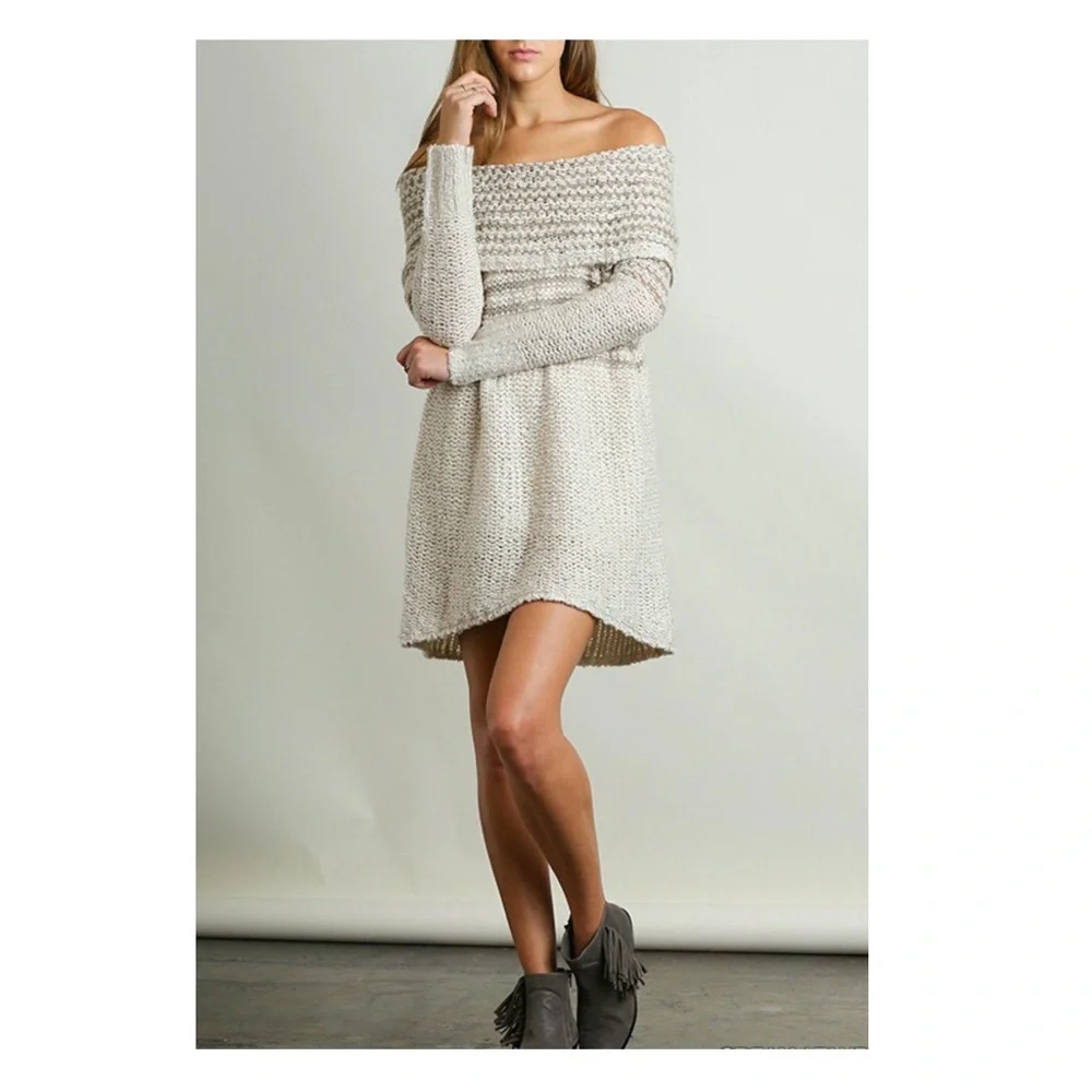 Umgee Soft Off the Shoulder Knit Dress Sz Sm - Picture 1 of 6
